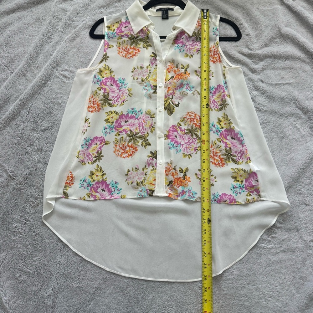 Forever 21 Floral Sleeveless Sheer Hi Low Blouse - Size Small - Picture 5 of 8